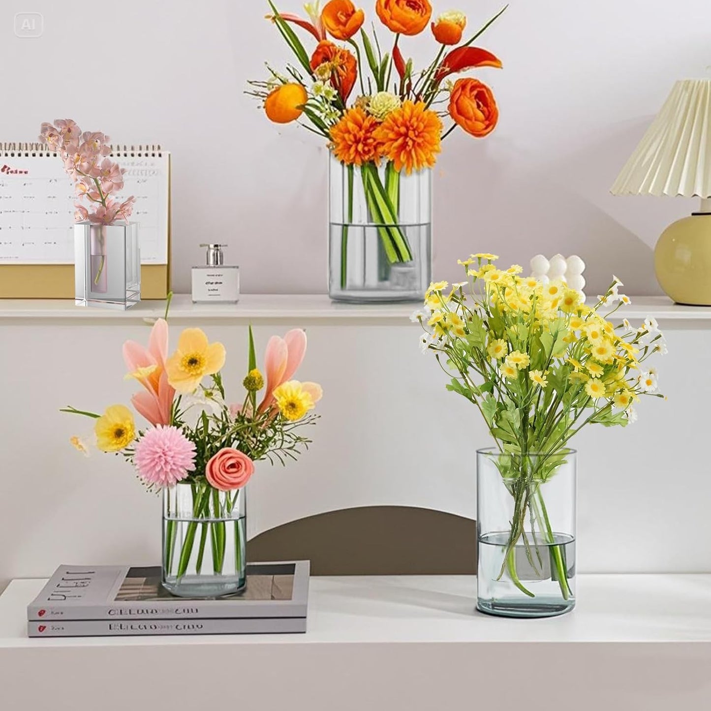 80pcs Glass Vase Cylinder Vases for Centerpieces Small Flower Glass Clear Vases Home Decor Centerpiece Table Flower Vase Decorations for Wedding Decoration＆Holiday Mixed Sizes Tall