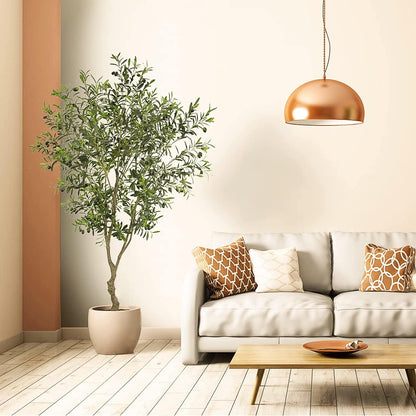 Artificial Tree Faux Olive Tree 7ft (82in,UV Protection 2289 Leaves) Tall Fake Olive Plant in Pot Fake Silk Tree Faux Plants Indoor