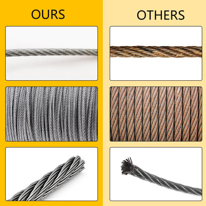 400FT 1/8" T316 Stainless Steel Cable with Cutter, 7x7 Strands Aircraft Wire Rope for Deck Railing, Stair Handrail, Porch Fence, High Strength for Indoor and Outdoor Use