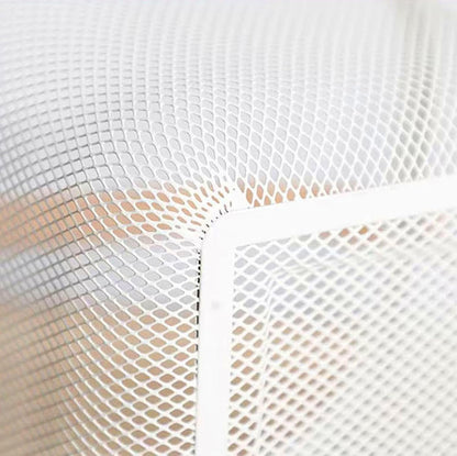 Metal Mesh Steel Basket, Storage Organizer Basket Garden Harvest Basket Multi-functional Kitchen Fruit Baskets Bin with Wooden Handle for Bathroom Picnic Shopping Decor Cabinet Home, White