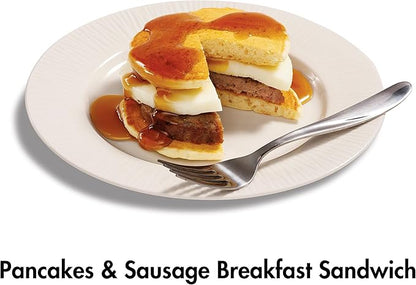 Hamilton Beach Breakfast Sandwich Maker with Egg Cooker Ring, Customize Ingredients, Perfect for English Muffins, Croissants, Mini Waffles, Perfect White Elephant Gifts, Red (25476)