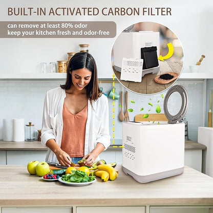 Electric Kitchen Composter, Indoor/Outdoor Smart Countertop Compost Bucket, Odorless Electric Compost Bucket
