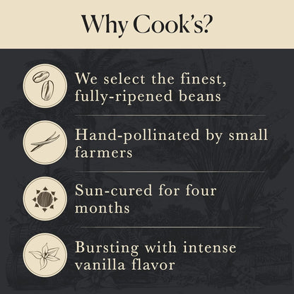 50 Organic Madagascar Whole Vanilla Beans, Grade A Vanilla Pods, Premium Vanilla Beans for Making Extract & Baking - Cook’s
