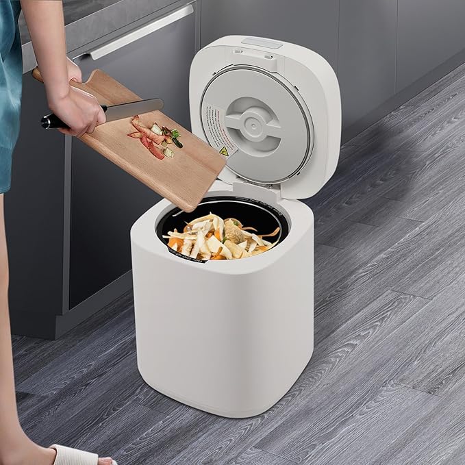 Electric Food Composter 2.5L Capacity, 500W Heating Power Kitchen Compost Bin with 3 Working Modes (Quick/Standard/Ferment), Odorless and Quiet Operation for Apartment Home Use (White)