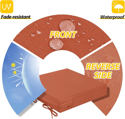 AAAAAcessories Outdoor Seat Cushions for Chairs, Waterproof, Fade-Resistant Patio Furniture Replacement Cushions, 18" x 18" x 2", Set of 2, Rust