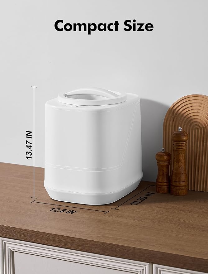 Electric Composter for Kitchen, 4L Countertop Compost Bin with Auto-Cleaning, Smart Home Indoor Food Waste Disposer Machine, Odorless for Kitchen, Low Noise, Transforms Waste in 3-8 Hours(White)