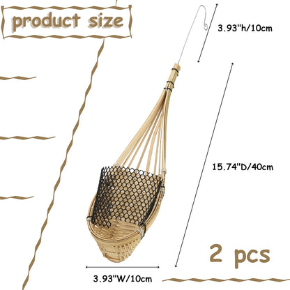 Yookeer 2 Pack Hanging Orchid Planter 4 Inch Thai Bamboo Hanging Orchid Basket with Metal Hook Decorative Bird Nest Style Plant Hangers for Trellis & Gazebo Indoor Outdoor Patio Garden Flower Planter