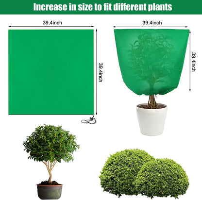 Svepndic 4 PCS Winter Plant Covers Freeze Protection,39X39 Reusable Plant Protector Bag with Drawstring,Winter Plants Jacket Warm Shrubs Cover Blanket Frost Protection for Outdoor Garden Plants