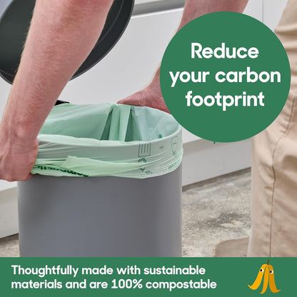 Home Compostable Trash Bags, 3 Gallon Small Kitchen Rubbish Bags (17” x 17.7”), Extra Strong & Quickly Breaks Down, 100 Count