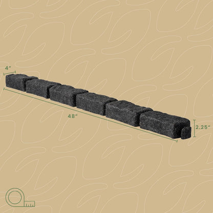 Beuta Landscape Edging | Garden Edging Border | Faux Stone Bricks for Lawn Edging, Flower beds, Pathways & Yard Edging– 1 Pack | Each Section Has 6 Bricks 48" L x 4" W x 2.25" H | 3 Spikes |Charcoal