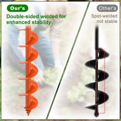 Auger Drill Bit for Planting 3''x32'' Garden Earth Auger 3mm Thicker Drill Augers for Digging Holes Heavy Duty Auger Post Hole Digger for Bulb, Flowers, Plants - Fits 3/8" Hex Drive Drill