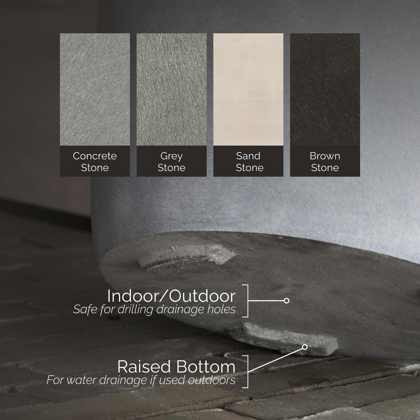 Reglito Cube Planter – Fiberglass Indoor/Outdoor and Weather-Resistant Large Planter (Grey Stone, 39.4" L x 39.4" W x 40" H)