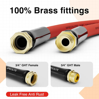 5/8" Hot/Cold Garden Water Hose 100 ft, -50℉-190℉,Flexible & Lightweight With 3/4" Brass Fittings for Yard, Outdoor, Farm, Red