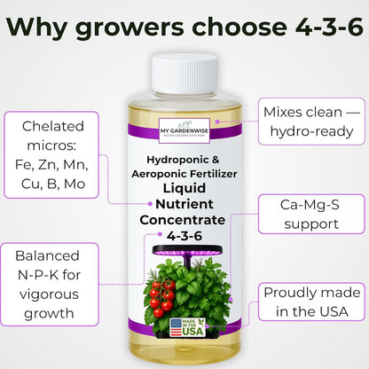 Liquid Plant Food – Hydroponics Nutrients for Indoor House Plants, Tomato, Strawberry, Lucky Bamboo, Lettuce, Vegetable Garden & Herbs – Aero Nutrients Liquid Fertilizer for All Growing Systems (16oz)