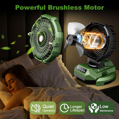 Portable Misting Fan,30000mAh Rechargeable Battery Powered,4 Strong Winds&4 Spray Mister,Floor Cooling Fan for Outdoor,Camping,Patios,Adjustable Base for 10-13in Bucket(No Bucket Included)