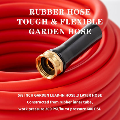 Garden Hose 20 ft x 5/8” Hot Water Hose, -50°F to 190°F,Burst 600Psi Flexible & Lightweight Upgraded Rubber Hoses,3/4” Solid Fittings for All-weather Outdoor Lawn & Garden