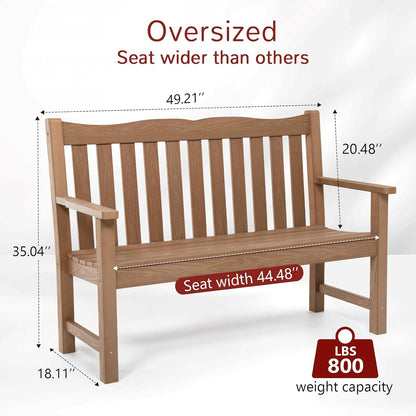 Stoog All-Weather Garden Bench & Chairs Set, 3-Piece Patio Furniture Set, Include 2 Outdoor Chairs and 1 Outdoor Bench, Teak