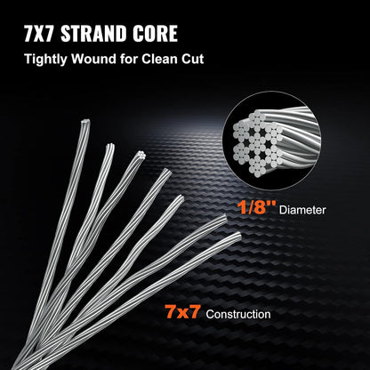 Mophorn Stainless Steel Cable Railing 1/8"x 500ft, Wire Rope 316 Marine Grade, Braided Aircraft Cable 7x7 Strands Construction for Deck,Rail,Balusters,Stair,Handrail,Porch,Fence