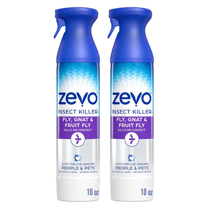 Zevo Flying Insect Killer Spray - Bug Spray for Home Use - Versatile Gnat, Mosquito, Fruit Fly Killer & More - with Rosemary & Cornmint Oil - for Indoor & Outdoor Use (2 Bottles)