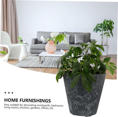 Nordic Style Plastic Flower Pot Planter with PP Resin Frost-Resistant Indoor Outdoor Garden Plant Container for Succulent Office Decor in Grey Blue