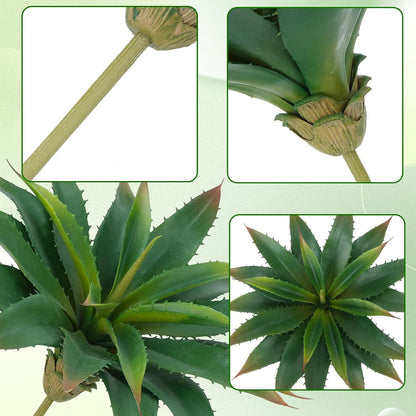 HUAESIN Artificial Succulents Aloe Plants, 6PCS 12.5 Inches Large Artificial Agave Plants UV Resistant Fake Agave Planters for Indoor and Outdoor Home Wedding Festival Arrangement