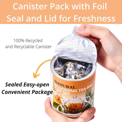 Blooming Tea Gift Set, 10 Unique Varieties Flowering Tea Balls, VitalForest Individual Packing Handmade Blooming Green Tea with Flowers for Anniversary, Valentine, Birthday