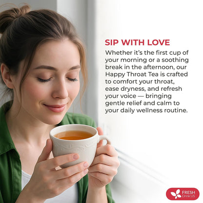Premium Happy Throat Herbal Tea – 75 Bags Of Supper Tea Blend: Marshmallow Root, Slippery Elm & Ginger – Dry & Sore Throat Relief – Caffeine-Free, No Honey, No Citrus – No Sugar