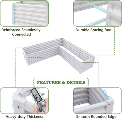 A ANLEOLIFE 8-Pack 4X4X1.5ft & 74x74x18in Deep Root Galvanized Raised Garden Beds Outdoor for Planting Vegetables Flowers Herb, Antique White