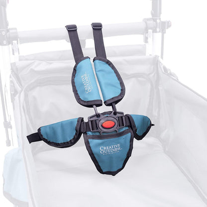 Creative Outdoor Wagon for Kids Push Pull Collapsible Stroller with Canopy Folding Cart for Beach, Park, Garden (Teal & Grey)