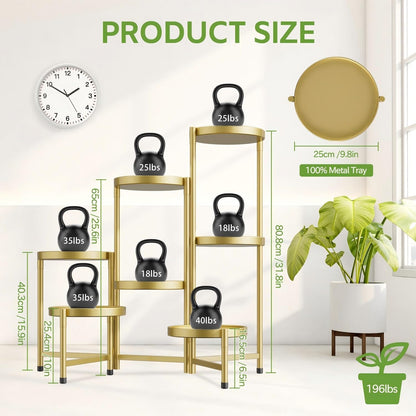iDavosic.ly 7 Tier Large Plant Stand Indoor, 10 Inch Wide Tall Corner Metal Plant Stands Outdoor for Multiple Plants, Folding Tiered Flower Display Holder Rack Shelf, Gold