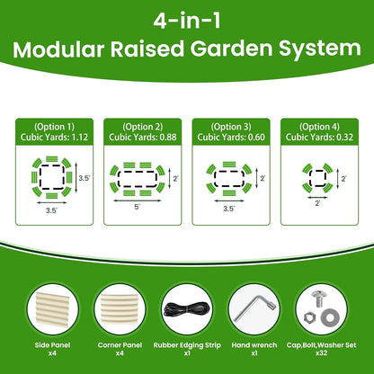 Raised Garden Bed 5x2x1.4 Ft Planter Box Outdoor with Rubber Edge Zinc-Aluminum-Magnesium Stainless Steel Durable Metal Garden Beds Kit for Vegetables, Flowers, Herbs and Succulents（Ivory）
