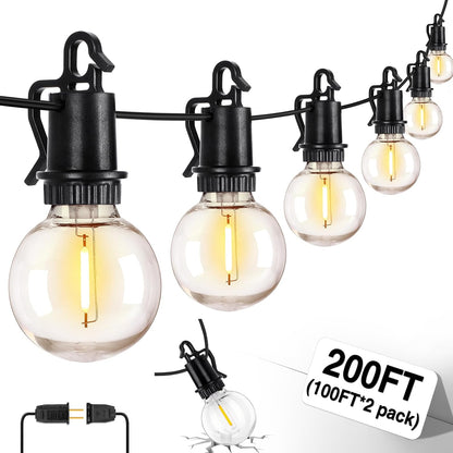 ZJOJO 200FT Outdoor String Lights, G40 Globe Outdoor Lights with 100 Shatterproof LED Bulbs (6 Spare), 2700K Hanging Waterproof Patio Light, Connectable String Lights for Outside Backyard Porch Party