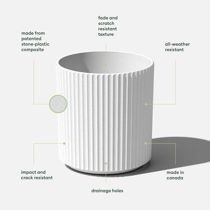 Veradek Demi Series Round Planter for Porch, Patio, Backyard | Durable Plastic-Stone Composite Material | Modern Décor for Tall Plants, Flowers