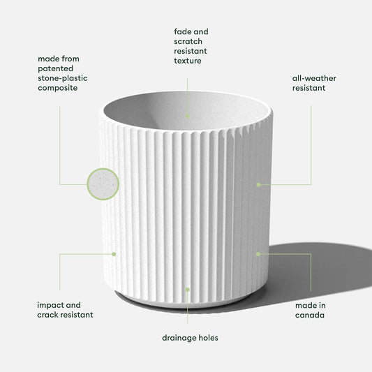 Veradek Demi Series Round Planter for Porch, Patio, Backyard | Durable Plastic-Stone Composite Material | Modern Décor for Tall Plants, Flowers