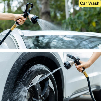 FANHAO Heavy Duty Fireman's Hose Nozzle, Metal Water Nozzle with 8 Spray Patterns，High Pressure Garden Hose Sprayer with Lever Control and Non-Slip Grip to Water Lawns & Plants, Wash Cars & Clean