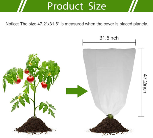 4 Pack Plant Covers Freeze Protection for Winter, 47.2"×31.5" Frost Cloths for Outdoor Plants Cold Weather Blankets with Drawstrings
