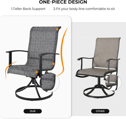 Grand patio Outdoor Swivel Dining Chairs 4-Piece Patio Dining Chairs Set Mesh Sling Patio High Back Swivel Rockers, Mixed Coffee