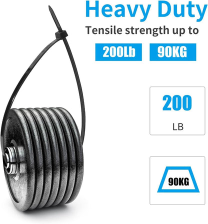 XINGO 16 Inch Black Large Zip Ties Heavy Duty 500 Pack, 200 LBS Ultra Strong Plastic Wire Ties, Large Cable Ties Extra Long Tie Wraps, Indoor and Outdoor UV Resistant