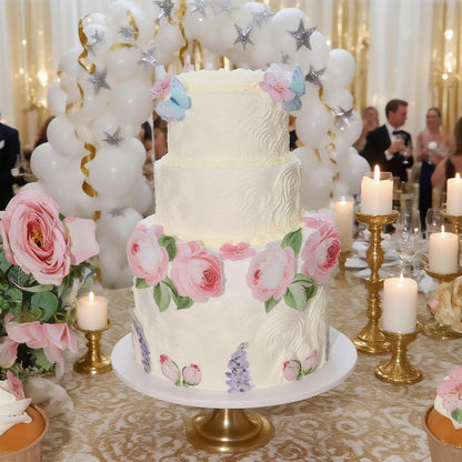 100 Pcs Edible Flowers Cupcake Toppers Cake Decorations Wafer Paper Pink Rose & Cherry Blossom & Butterfly for Wedding Cakes Birthday Parties