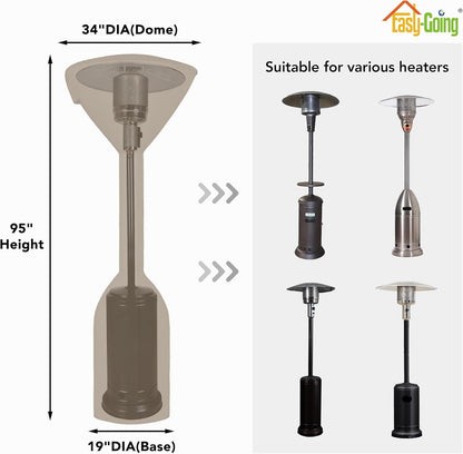 Easy-Going Stand-Up Patio Heater Cover with Zipper and Storage Bag, Waterproof Outdoor Heater Cover Dustproof, UV-Resisant, Wind-Resistant (95" H x 34" D x 19" B, Camel)