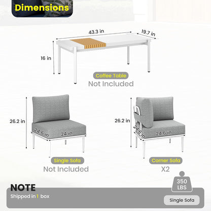 Sundale Outdoor 2 Pieces Metal Patio Furniture Set, Outdoor Sectional Sofa w/6 Inch Olefin Cushion, Modern Outdoor Conversation Sets