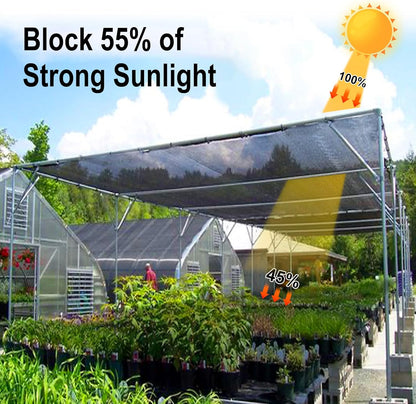 LOVE STORY 6.5x16.5FT 55% Black Shade Cloth Sun Shade Net UV Resistant Mesh Tarp Plant Cover Sunblock Net for Garden,Greenhouse,Vegetables,Flowers