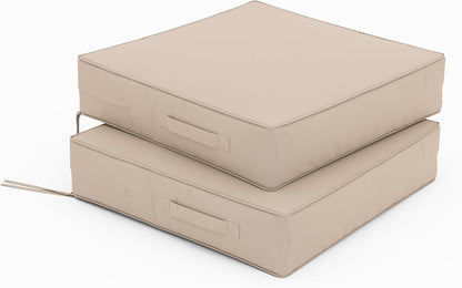 Patio Chair Cushions 19 X 19 X 4 Inch Waterproof Outdoor Seat Cushions for Patio Furniture, Outdoor Sofa Couch Pads with Ties & Handle, Set of 2, Sand