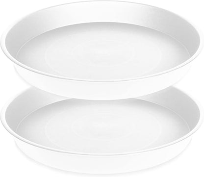2 Pack of 17 inch Plant Saucer, 2.3" Depth Tray, Large Deep Garden Plastic Flower Planter Plant Trays for Indoors Outdoor Bath Bath (17", Creamy White)