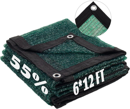 LOVE STORY 6x12FT 55% Green Shade Cloth Sun Shade Net with Grommets Sunblock Net Mesh Tarp for Garden,Plants Cover,Greenhouse and Patio