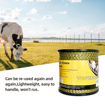 Upgraded Electric Fence Polywire 3366 Feet 1026 Meters, 6 Stainless Steel Strands for Reliable Conductivity and Rust Resistance, Portable Electric Fencing,UV, Rust Resistant