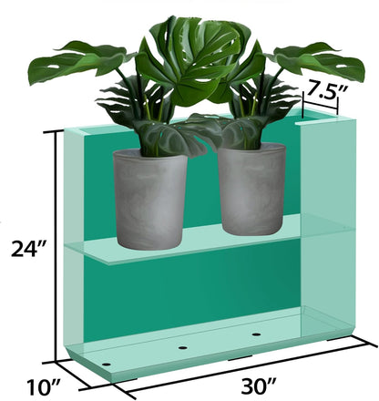 Metallic Heavy Outdoor Planter Box, Span Planter, Long and Tall Divider Planter, 30Lx10Wx24H, Aqua Blue, No Assembly 30.8 Pounds