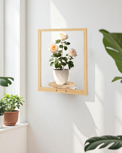 yadoker Wall Planters for Indoor Plants,Bamboo Hanging Plant Holders, Wall Decor Plant Stand, 3-Pack Window Plant Shelves for Living Room & Entryway