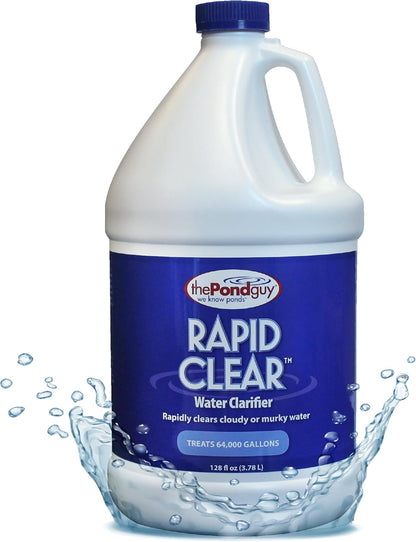 The Pond Guy RapidClear Flocculant, Water Garden Clarifier Treatment, Clear Cloudy Outdoor Koi Fish Ponds & Fountains, Plant & Animal Safe, 1 Gallon