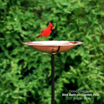 Good Directions Polished Copper Bird Bath with Fountain on Garden Pole 18"